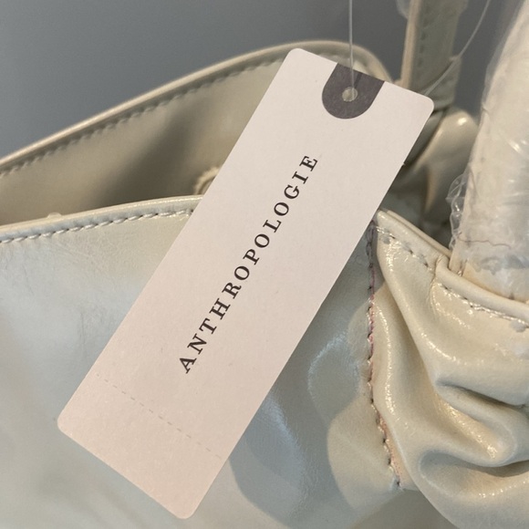 NWT Anthropologie Crème Patent Leather Half Moon Women's Shoulder Bag - Picture 8 of 11